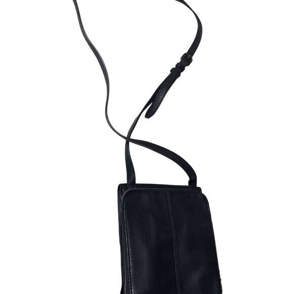 American Leather Co. Black Crossbody Bag With Adjustable Strap & Multiple Compar - Picture 6 of 8